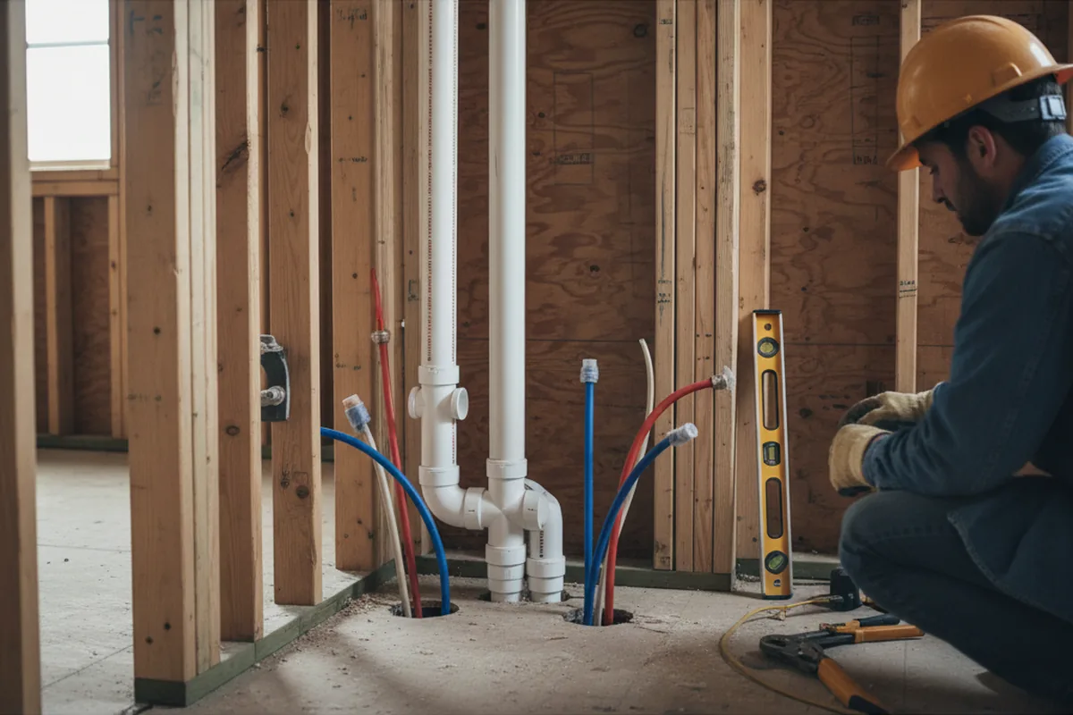 Drain and supply rough-in during Leak Detection in Salida