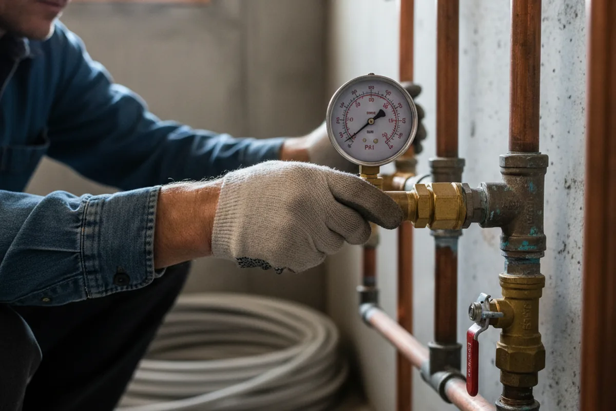 Pressure testing a repaired line during Water Line Repair in Salida